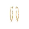 Brinco argola alongada oval grande lisa banhado a ouro 18k