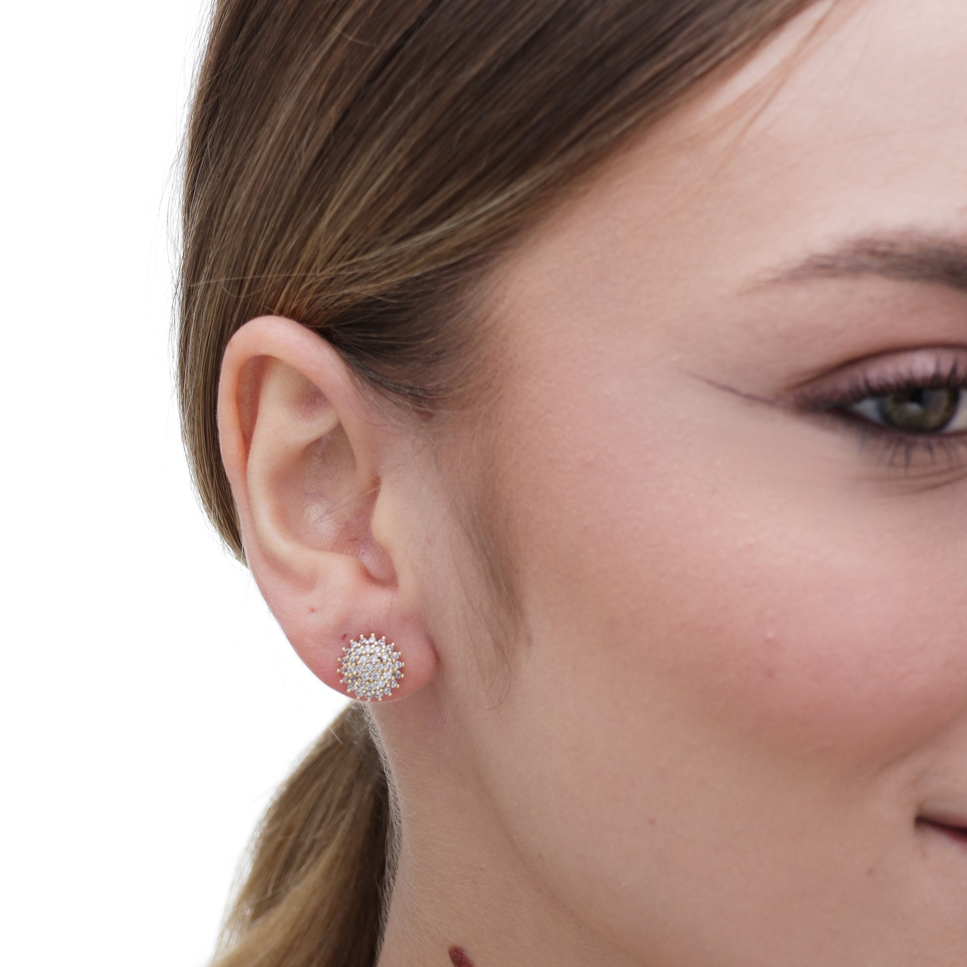 Brinco chuveirinho cravejado banhado a ouro 18k