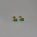 Brinco Mini Retângulo Pedra Fusion Verde Banhado a Ouro 18k