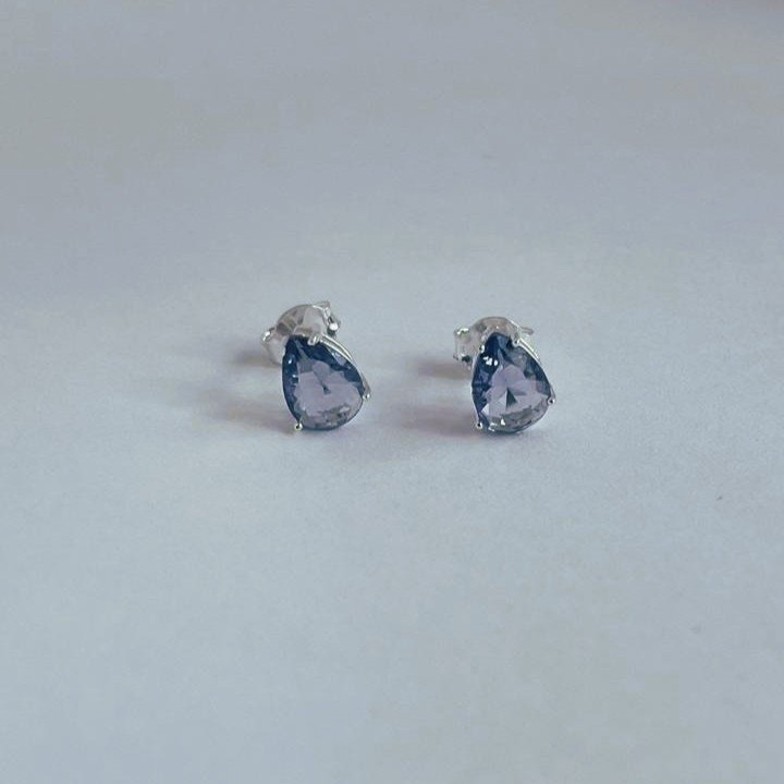Brinco com Cristal Gota 6x8mm Color com Galeria em Prata 925