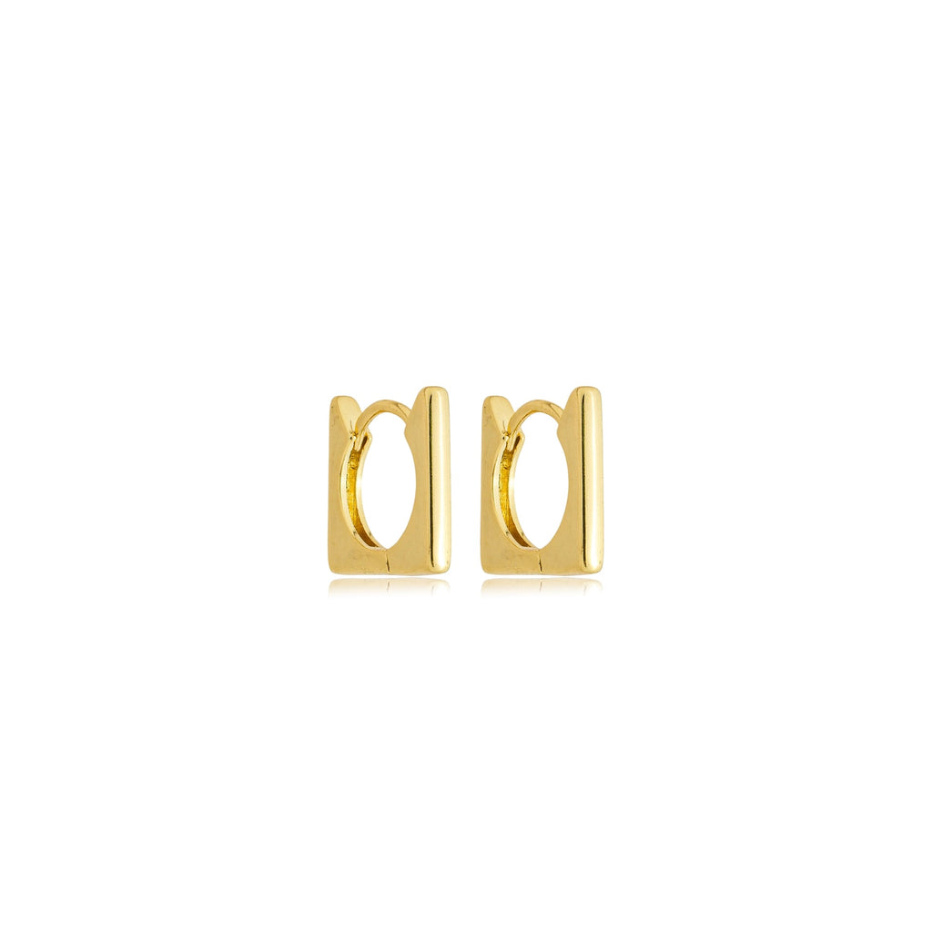 Brinco argola quadrada de click 1,3cm banhado a ouro 18k