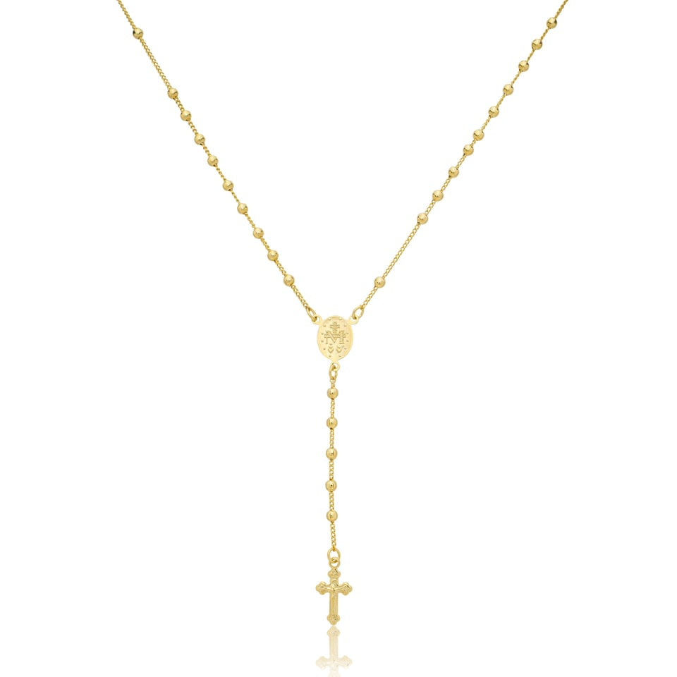 Colar terço banhado a ouro 18k