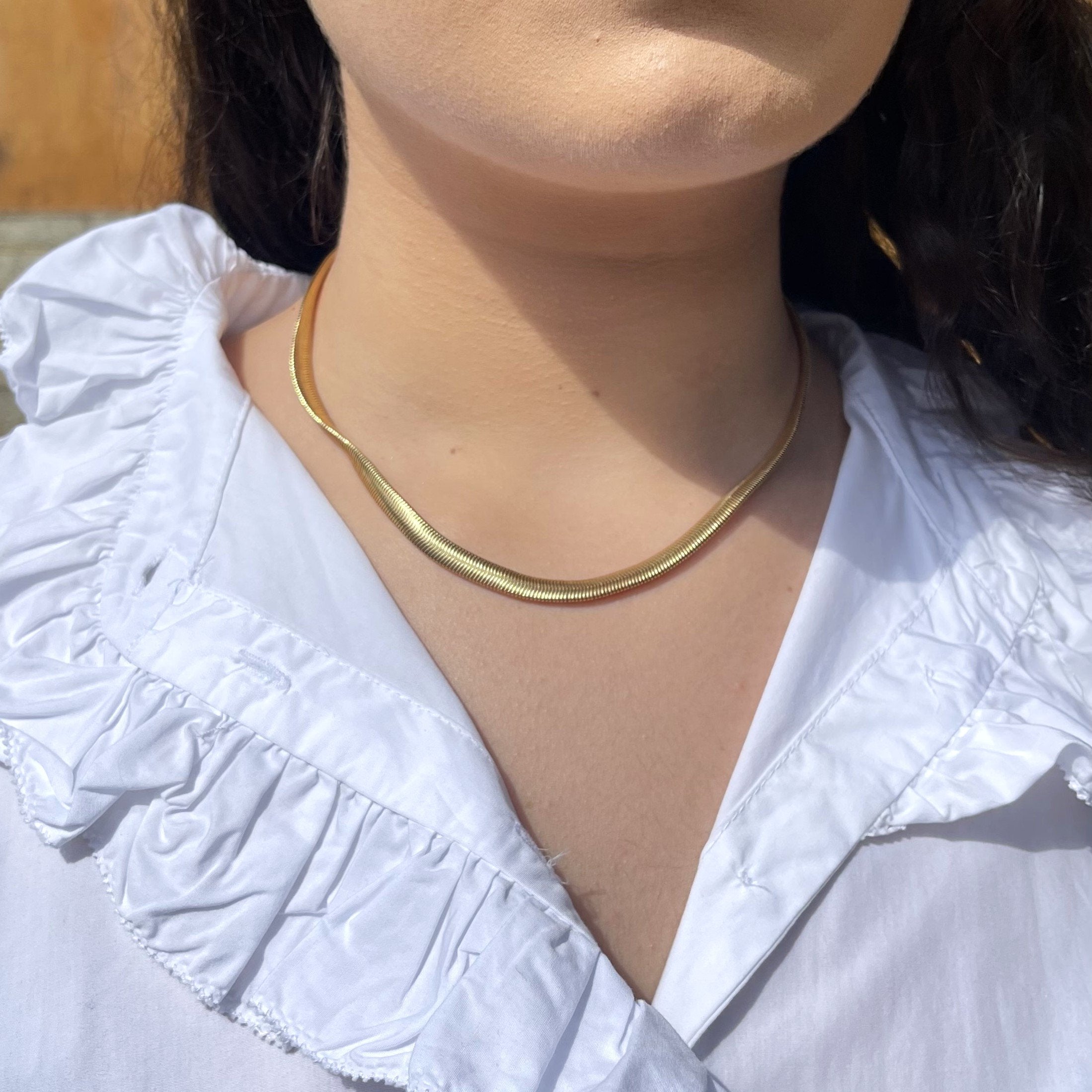 Colar malha snake 6mm banhado a ouro 18k