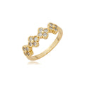 Anel trevo cravejado com zircônias banhado a ouro 18k