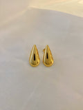 Brinco gota abaulada reta 20mm banhado a ouro 18k