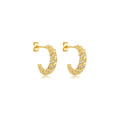 Brinco argola croissant cravejada m banhado a ouro 18k