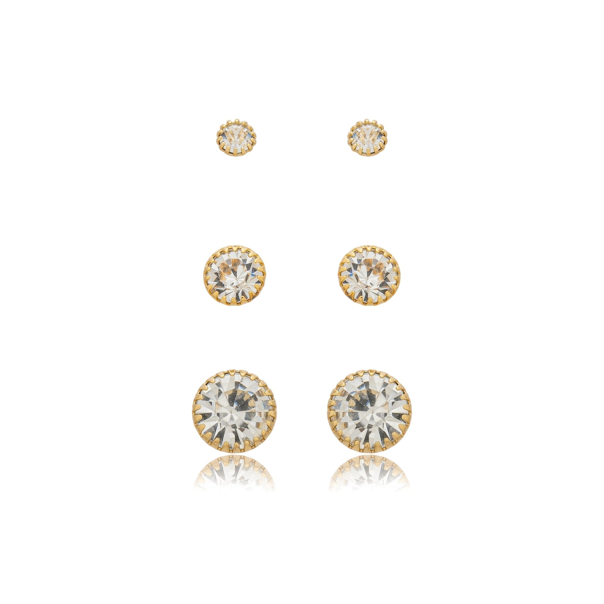 Brinco ponto de luz com garrinhas 6mm banhado a ouro 18k