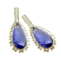 Brinco gota cristal com pedra retangular em volta banhado a ouro 18k