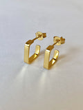 Brinco argolinha quadrada lisa 1,2cm banhado a ouro 18k