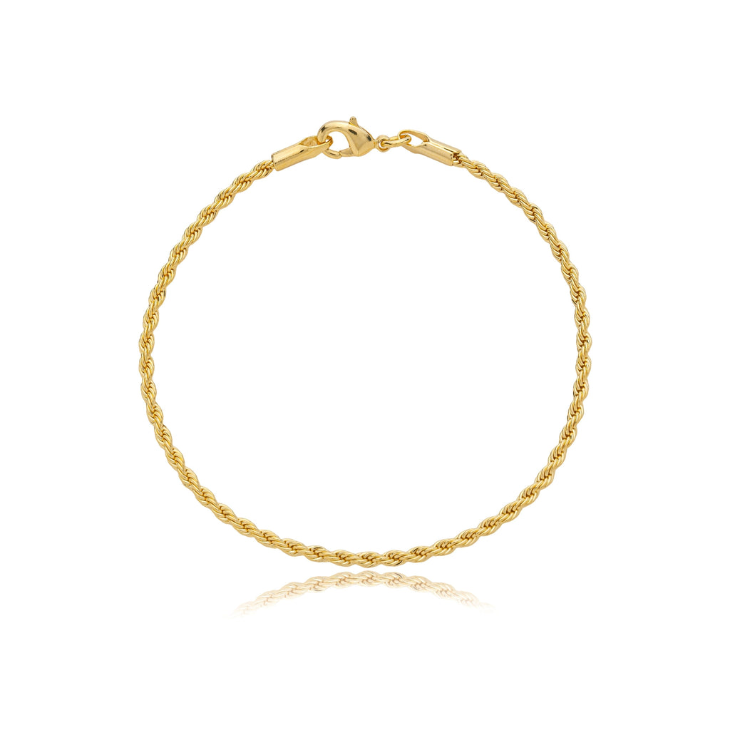 Pulseira cordão baiano 2mm banhado a ouro 18k
