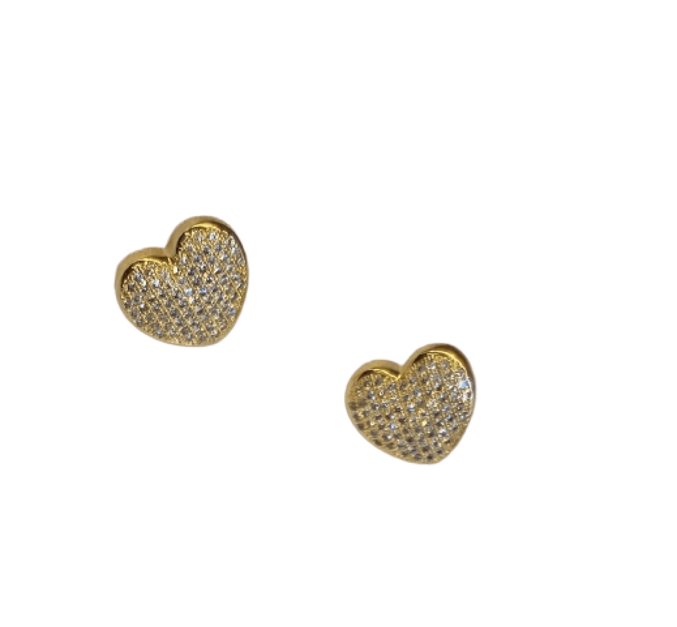 Brinco coração cravejado cristal 9mm banhado a ouro 18k
