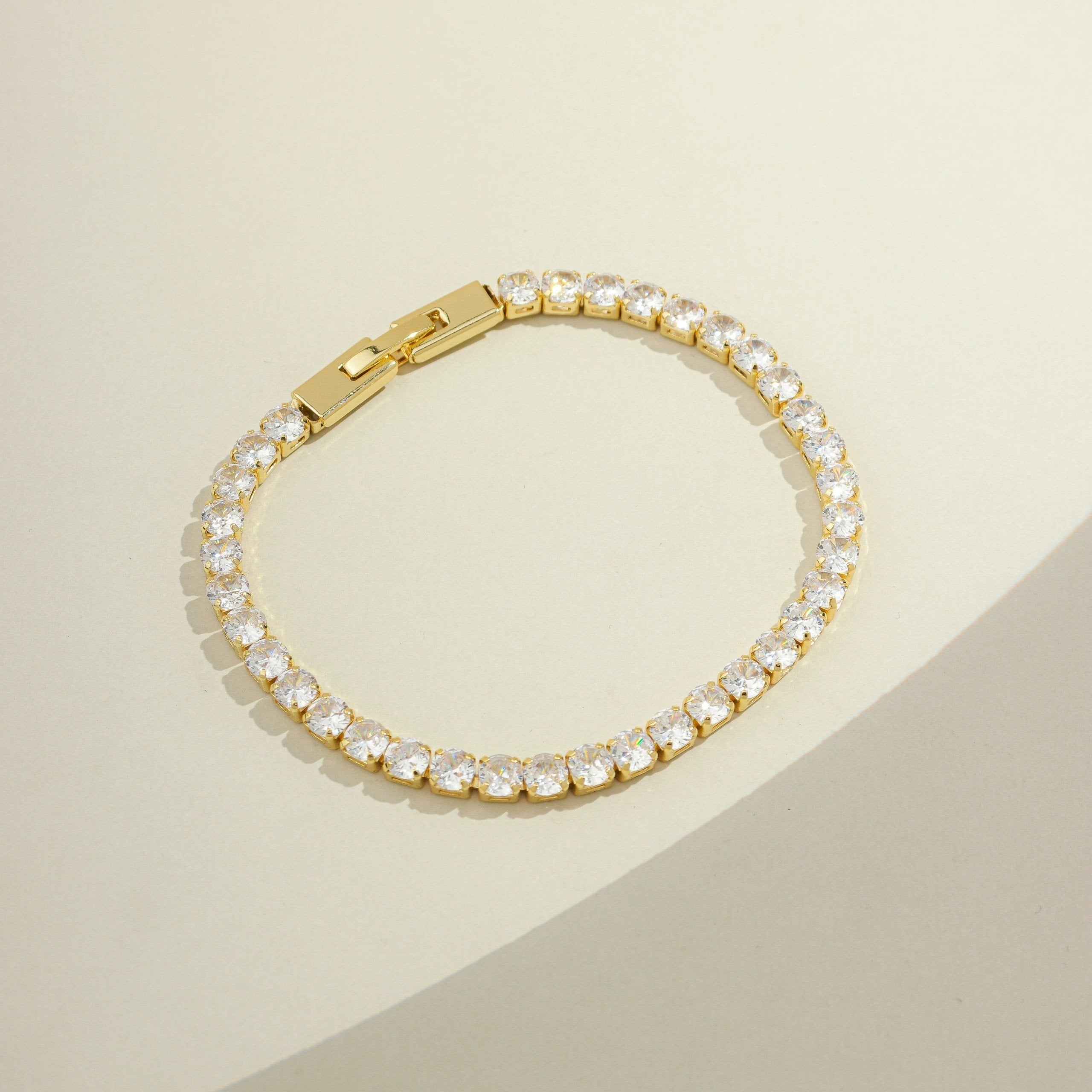 Pulseira Riviera 4mm Fecho de Joia Banhada a Ouro 18k