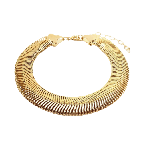 Pulseira malha snake 10 mm banhada a ouro 18k