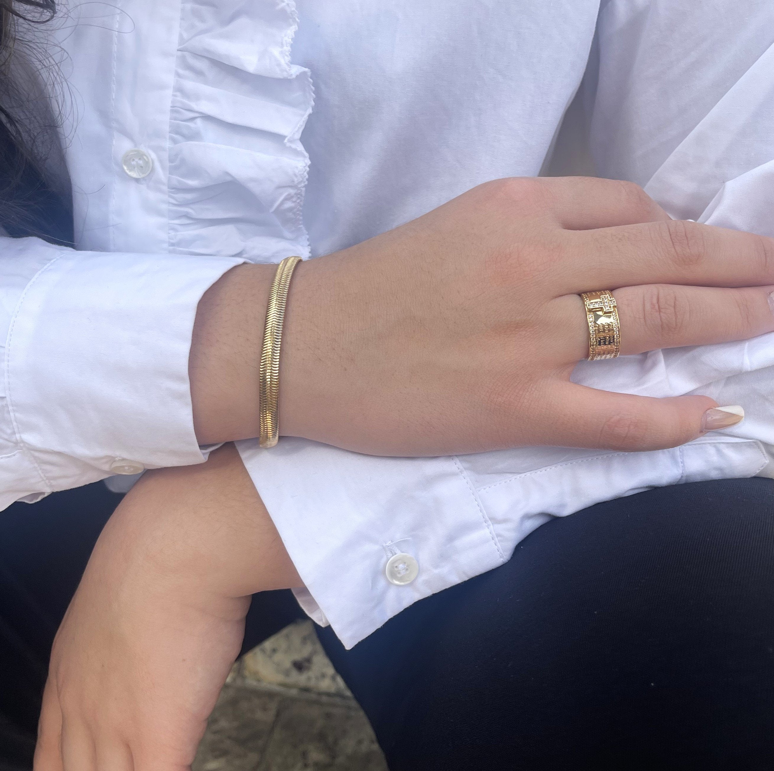 Pulseira malha snake 6mm banhado a ouro 18k