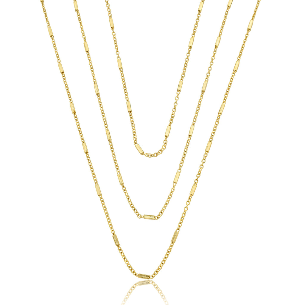 Colar triplo com barrinhas banhado a ouro 18k
