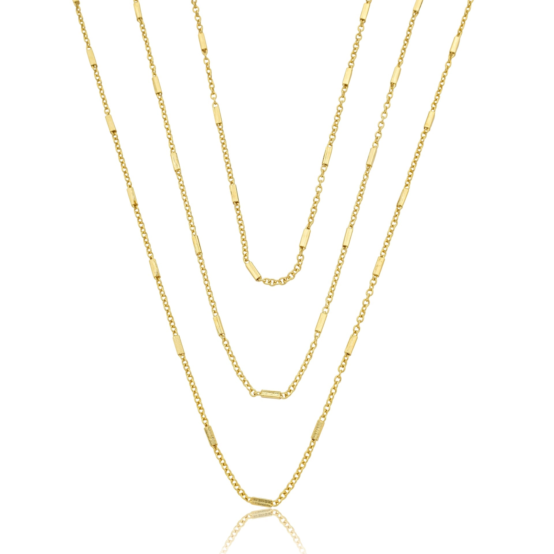 Colar triplo com barrinhas banhado a ouro 18k
