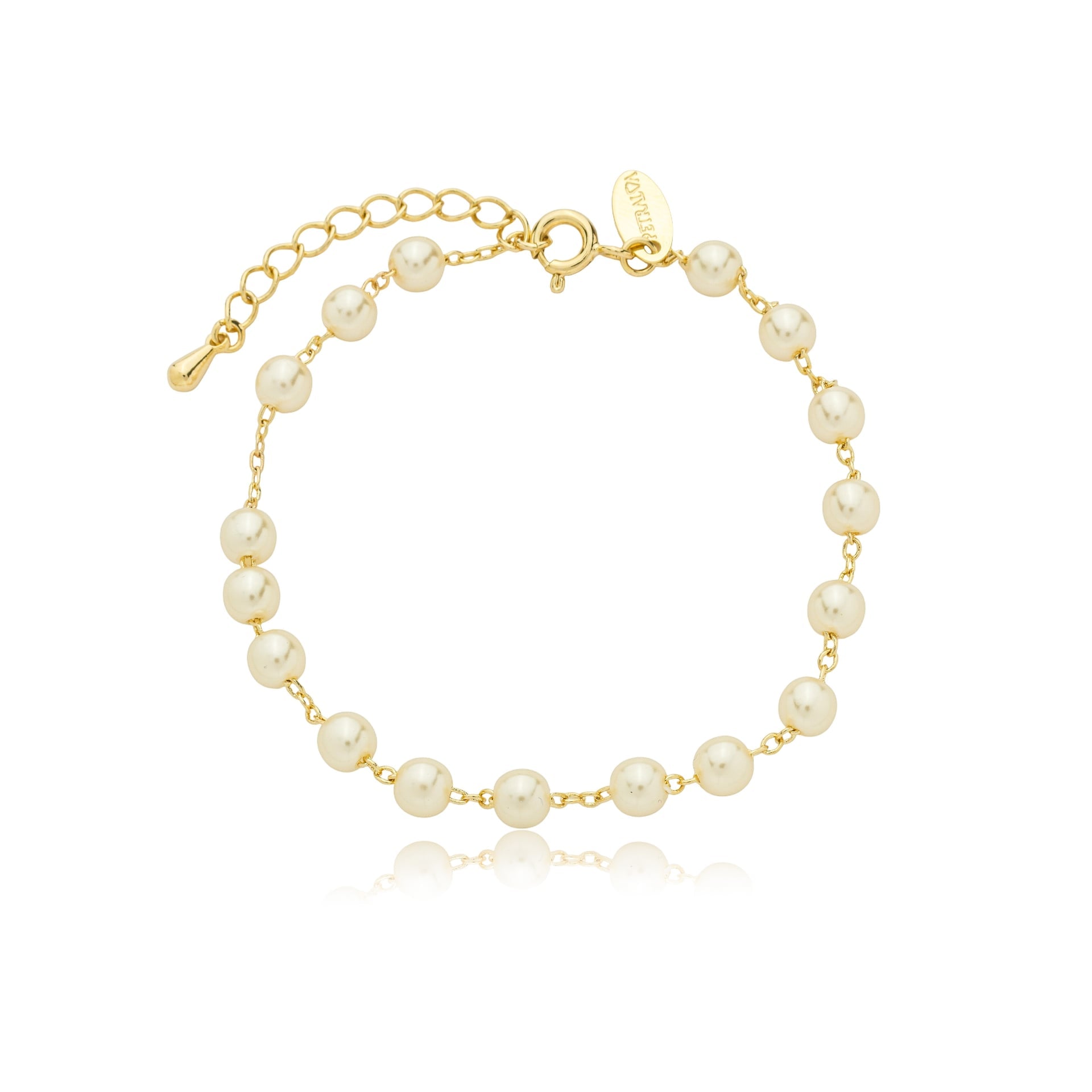 Pulseira pérolas 4mm banhada a ouro 18k