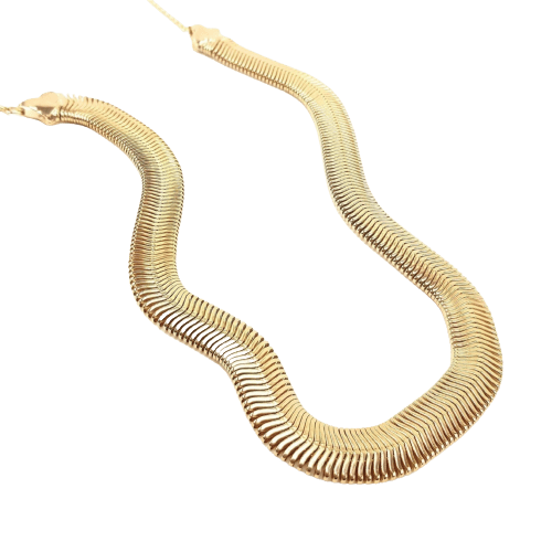 Colar malha snake 10mm banhado a ouro 18k