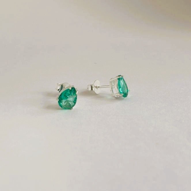 Brinco com Cristal Gota 6x8mm Color com Galeria em Prata 925