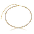 Colar choker riviera baguete cristal banhado a ouro 18k
