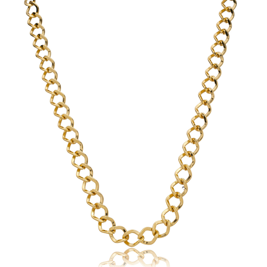 Colar elos lisos com fecho boia banhado a ouro 18k