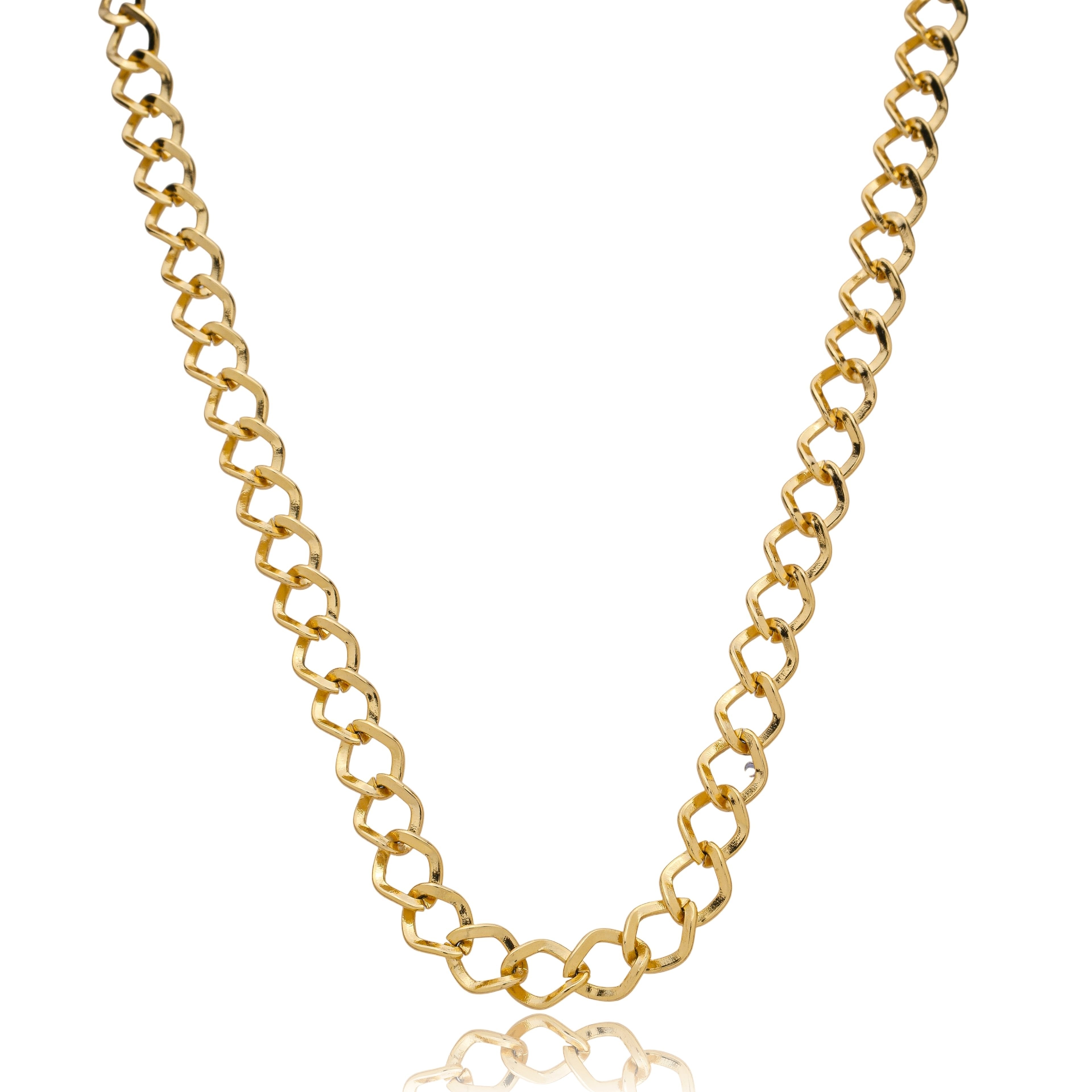 Colar elos lisos com fecho boia banhado a ouro 18k