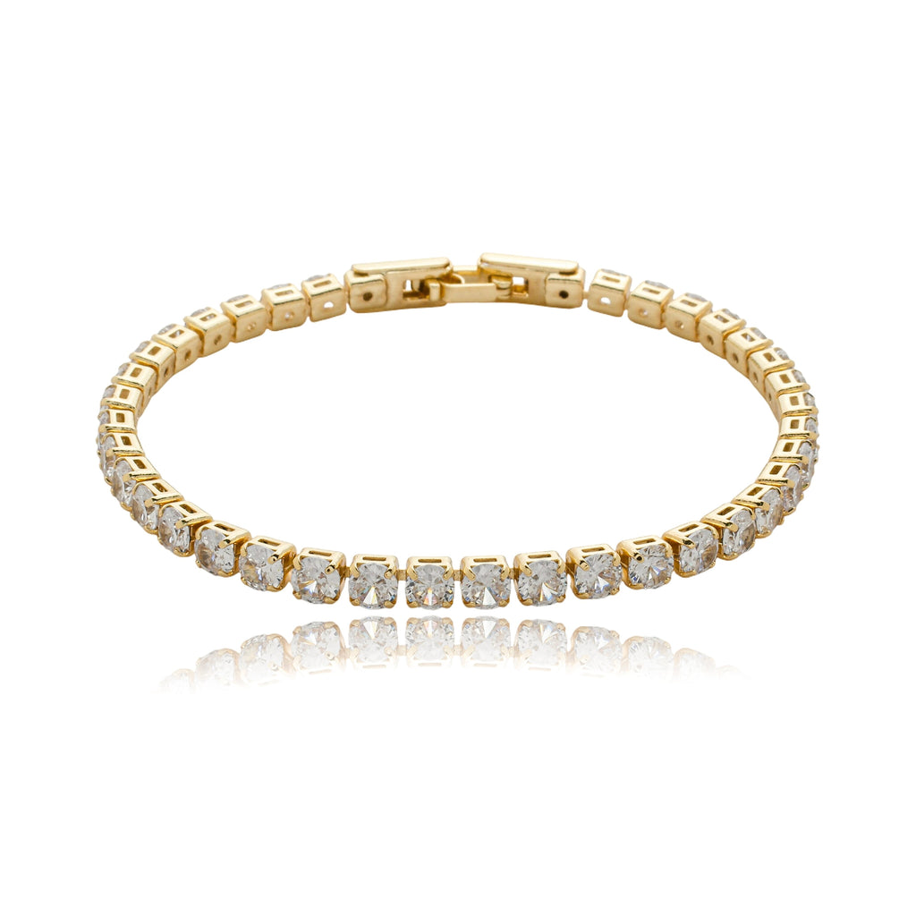 Pulseira Riviera 4mm Fecho de Joia Banhada a Ouro 18k