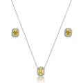 Conjunto luxo citrino e microzircônias cravejadas em volta banhado a ródio branco