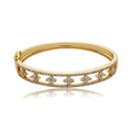 Bracelete mini trevos cravejados banhado a ouro 18k