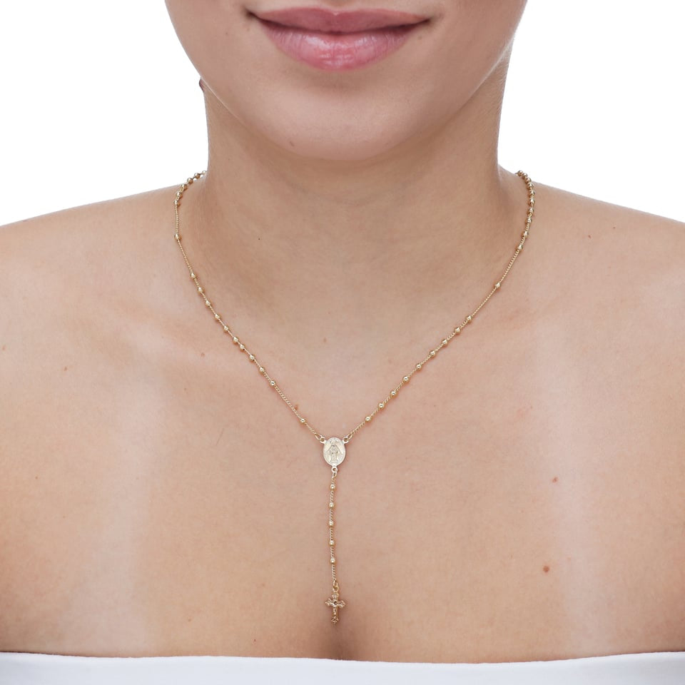 Colar terço banhado a ouro 18k