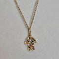 Colar pingente pet cravejado colorido banhado a ouro 18k