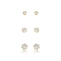 Brinco Trio de Ponto de Luz zircônias cristal Banhado a Ouro 18k