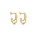Brinco argola dupla meia lua lisa banhado a ouro 18k