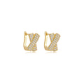 Brinco articulado X cravejado banhado a ouro 18k