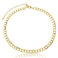 Colar choker elos laminados 6mm banhado a ouro 18k
