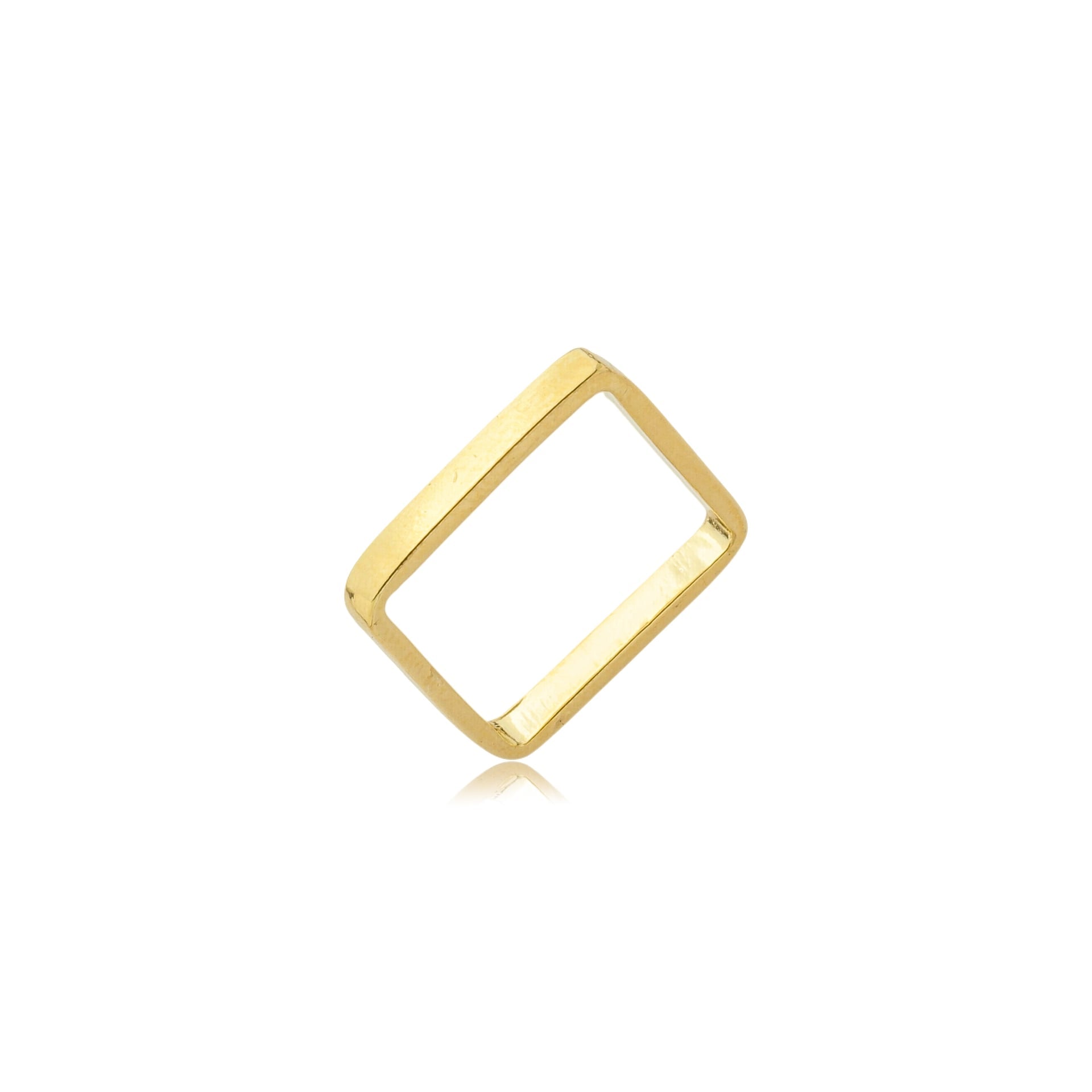 Anel quadrado liso banhado a ouro 18k