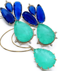 Conjunto de pedras fusion e naturais com microzircônias banhado a ouro 18k