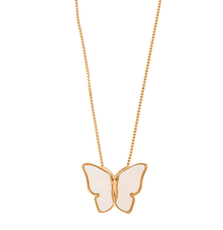 Colar borboleta madrepérola banhado a ouro 18k
