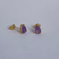 Brinco Gota Pedra Fusion Lavanda Banhado a Ouro 18k