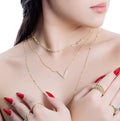 Colar longo mini corações banhado a ouro 18k