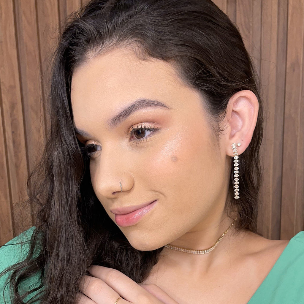 Colar choker riviera baguete cristal banhado a ouro 18k