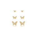 Brinco borboleta cravejada 6mm P banhado a ouro 18k