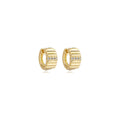 Brinco argola de click 6 listras lisas e zircônias no meio banhado a ouro 18k