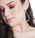 Colar riviera baguete colorida banhado a ouro 18k