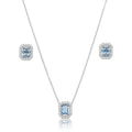 Conjunto luxo ametista e microzircônias cravejadas em volta banhado a ródio branco