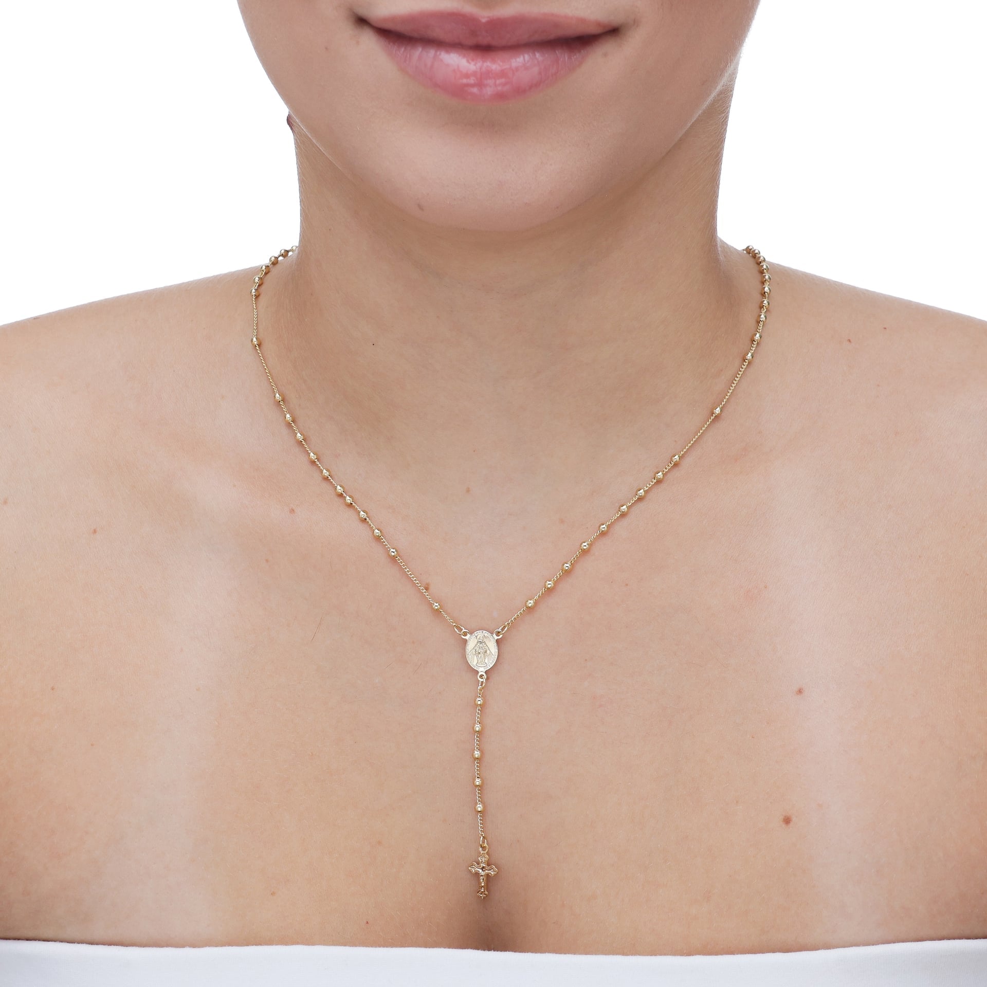 Pulseira terço banhada a ouro 18k