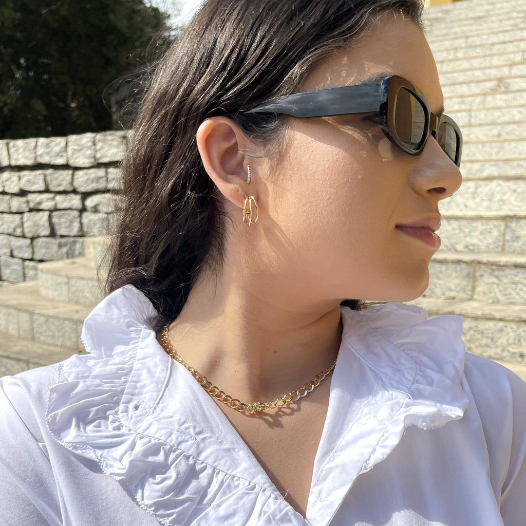 Colar elos lisos com fecho boia banhado a ouro 18k