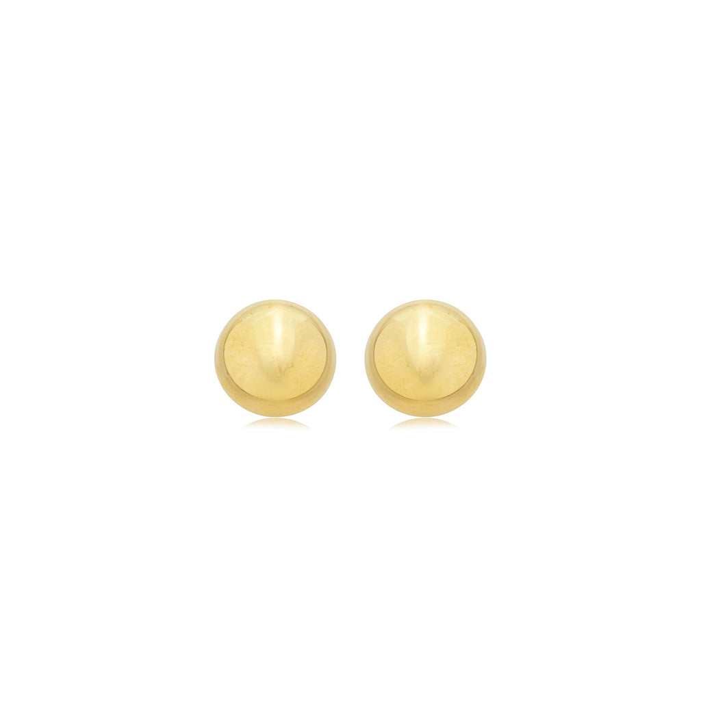 Brinco meia esfera pequena lisa banhado a ouro 18k