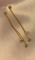Brinco 2 fios veneziana com cristal banhado a ouro 18k