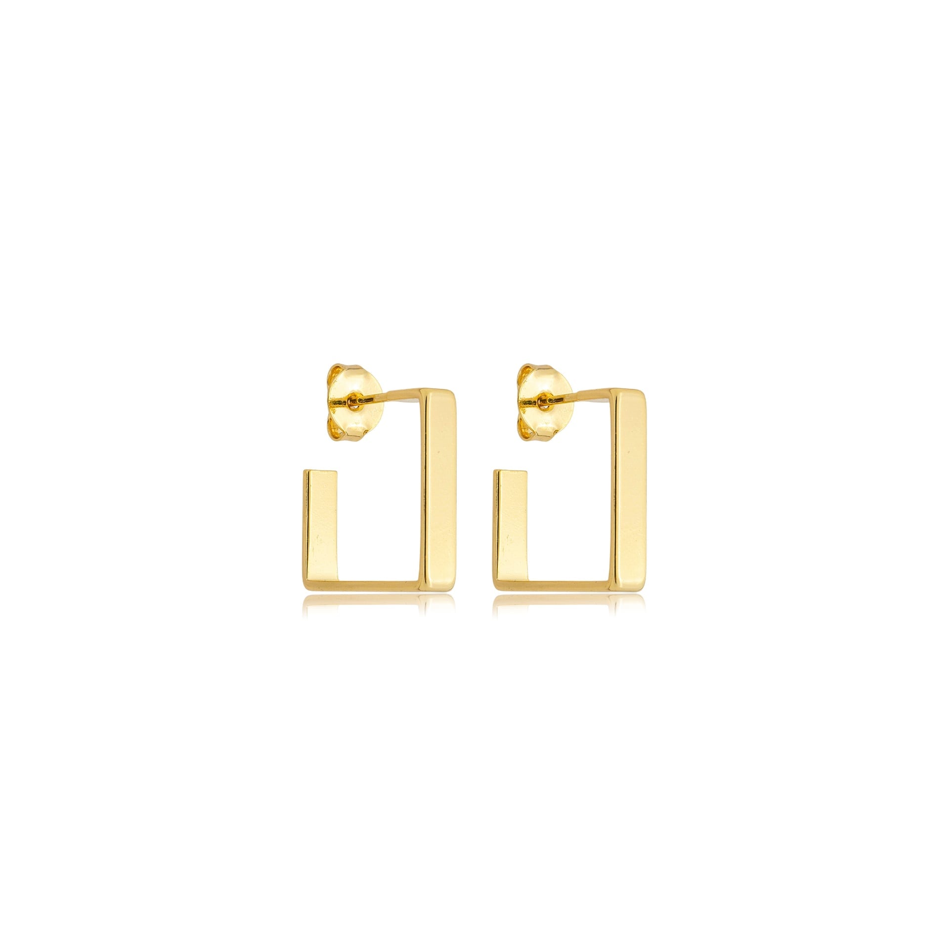 Brinco argola quadrada de tarraxa 1,8cm banhado a ouro 18k